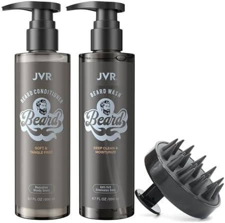 Beard Wash and Beard Conditioner for Men, Beard Shampoo Cleanse and Reduces Frizz, Soften & Strengthens, Organic with Coconut, Aloe, Provides Shine for Dry & Coarse Beards, Beard Care (6.7oz)