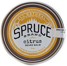 Citrus Beard Balm - Strengthens, Softens Beards & Mustaches | All-Natural Ingredients Jojoba, Shea Butter, Almond Essential Base Oil | Promote Healthy Growth beard | 2 Fl Oz Spruce Grooming Products