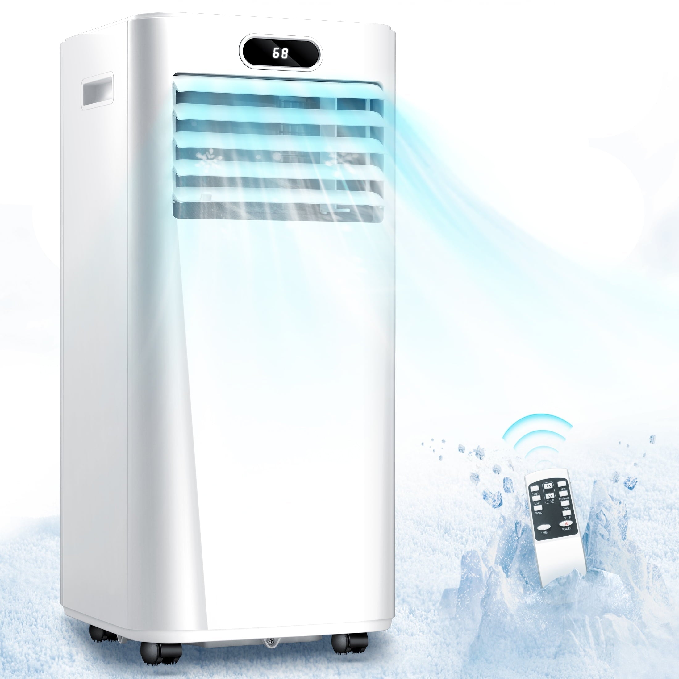 Auseo 6000BTU (10000 BTU ASHARE)Portable Air Conditioners.3-in-1 with Dehumidifier/Fan/Sleep Modes - Ideal for Rooms up to 450 Sq.ft. White