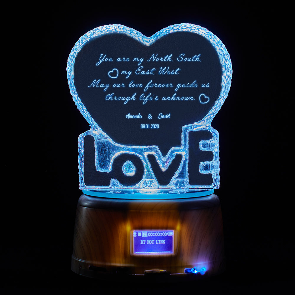 Custom Name and Date Crystal Sculpture Keepsake Valentine's Day Gifts for Her