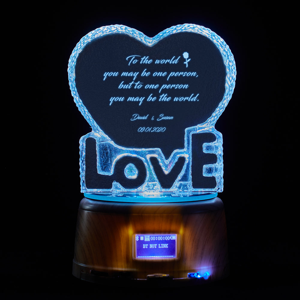 Crystal Sculpture Keepsake Custom Name and Date Valentine's Day Romantic Gift