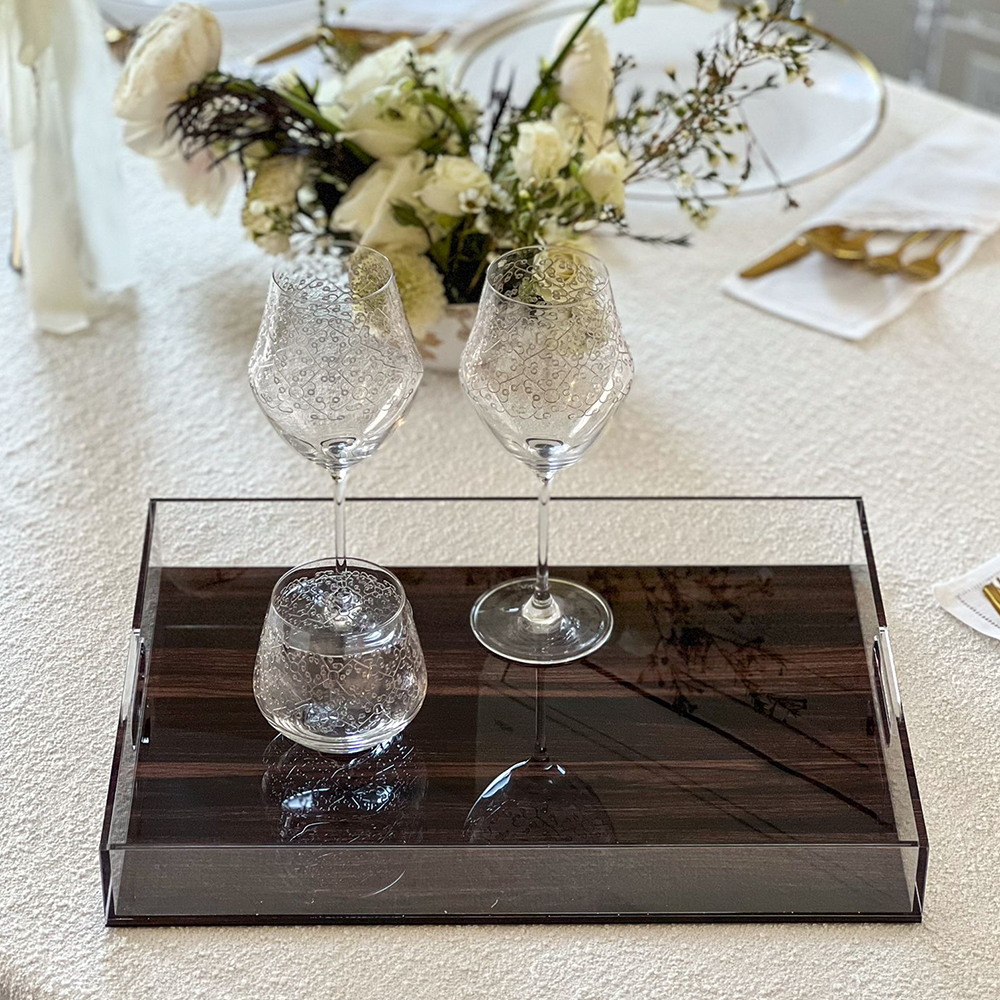 Caesarea Lucite Wood Look Tray