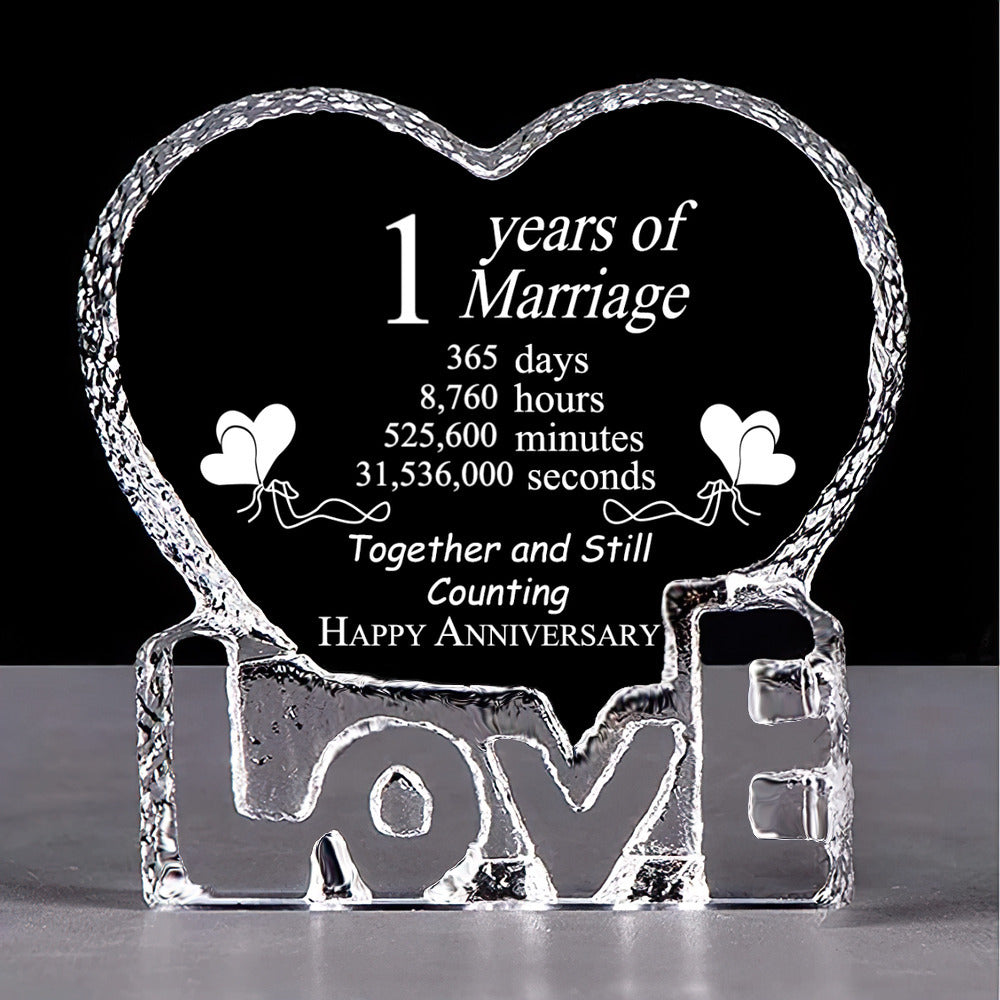 1st Wedding Anniversary Gifts for Couple Husband Wife Crystal Custom Year Day Time Keepsake Frame
