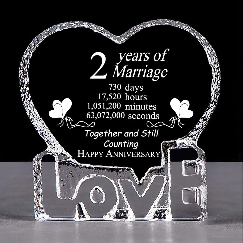 2nd Wedding Anniversary Gifts for Couple Husband Wife Crystal Custom Year Day Time Keepsake Frame