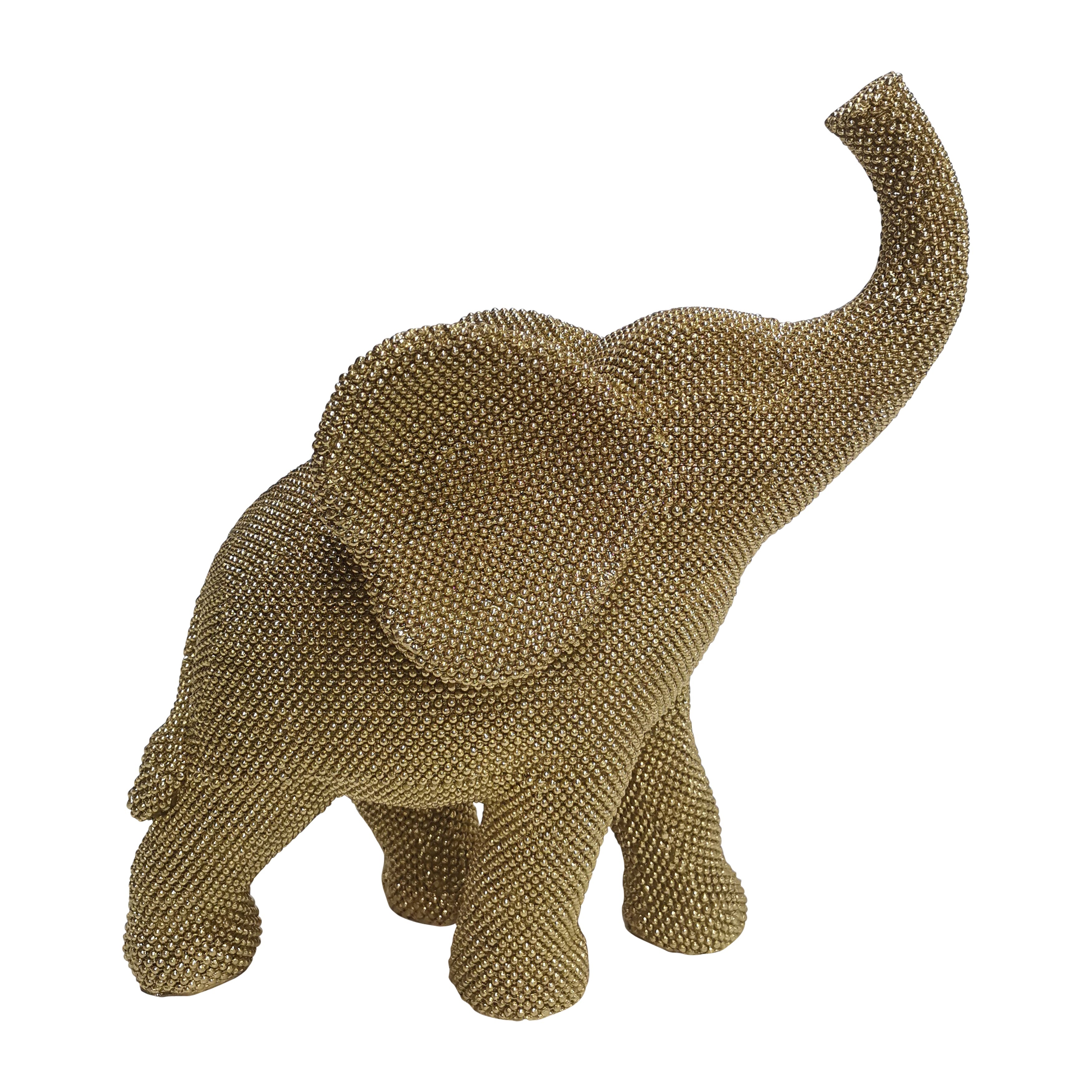 12" Beaded Elephant, Gold